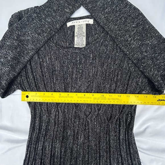 Max Studio Sweater Women Large Grey Pleated Scoop Neck Ribbed Tunic - Picture 7 of 11